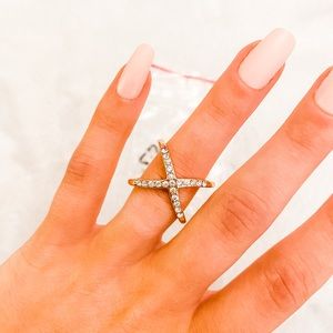 3/$30* BEAUTIFUL X STYLE CZ CROSS GOLD PLATED RING
